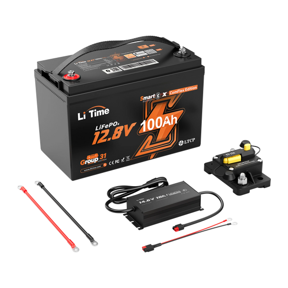 LiTime 12V 100Ah Smart ComFlex Battery with Bluetooth & Victron Communication