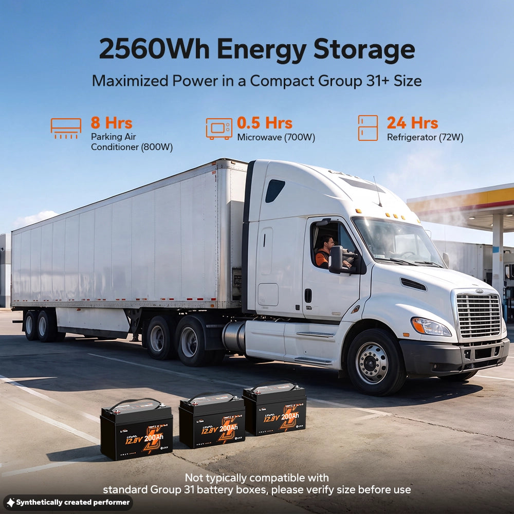 LiTime 12V 200Ah Xtra Mini Group 31 Bluetooth Lithium Battery for Truck