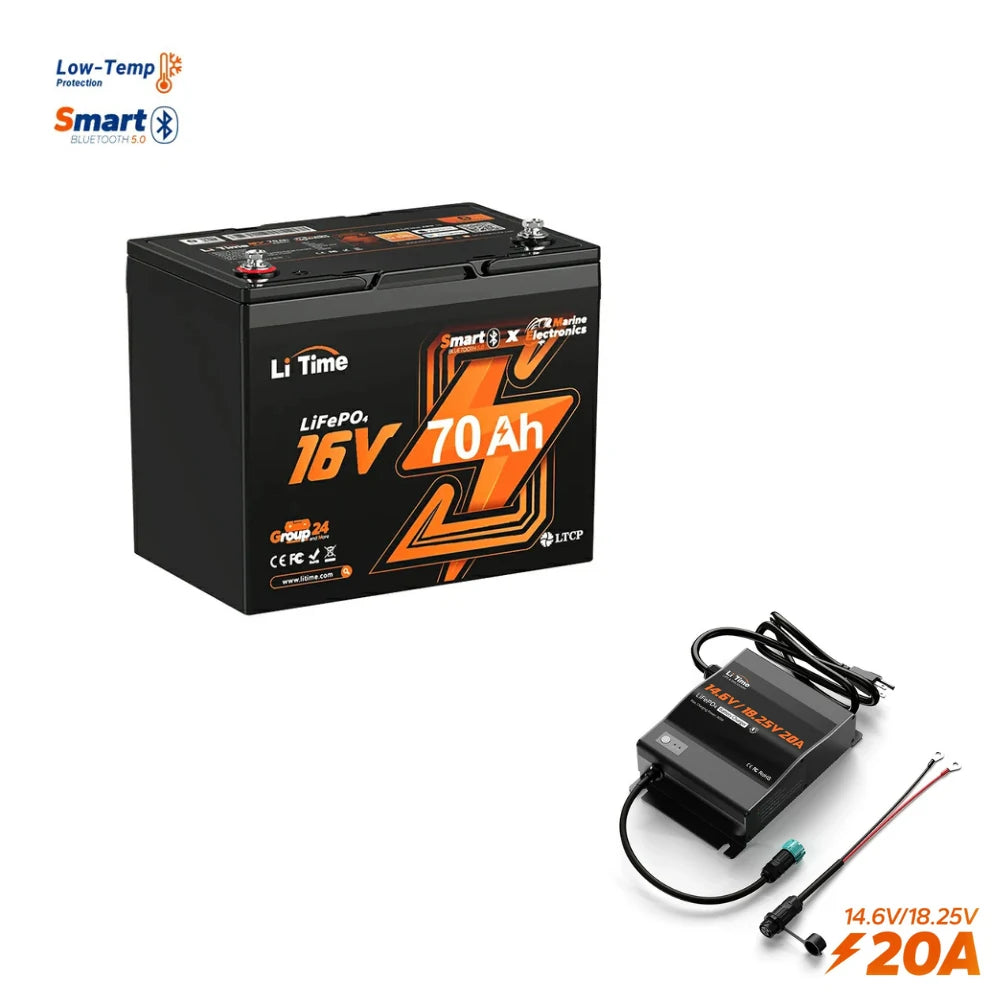 LiTime 16V 70Ah Bluetooth Lithium Battery For Fish Finder LiTime 16V 70Ah Bluetooth Lithium Battery For Fish Finder