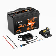 litime 36v marine kit with 50ah bluetooth battery, 10A charger and 150a circuit breaker