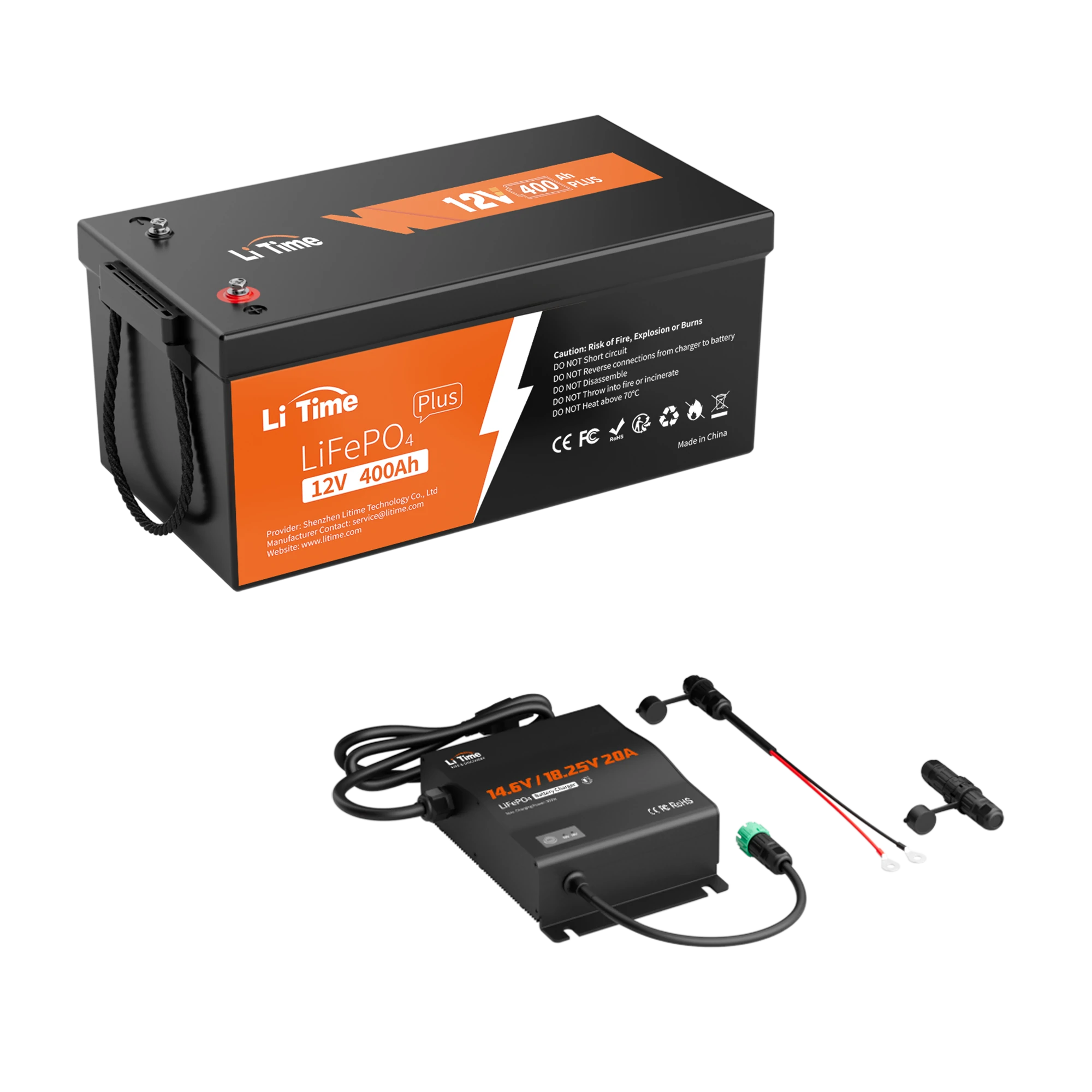 litime 12v 400ah lithium battery kit with 20a charger