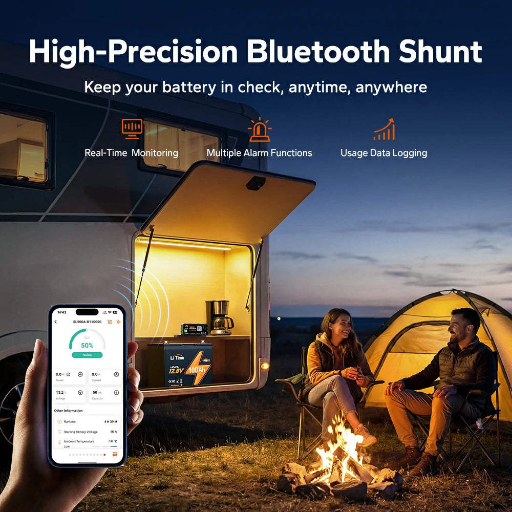 litime 500a battery shunt with real-time bluetooth monitoring