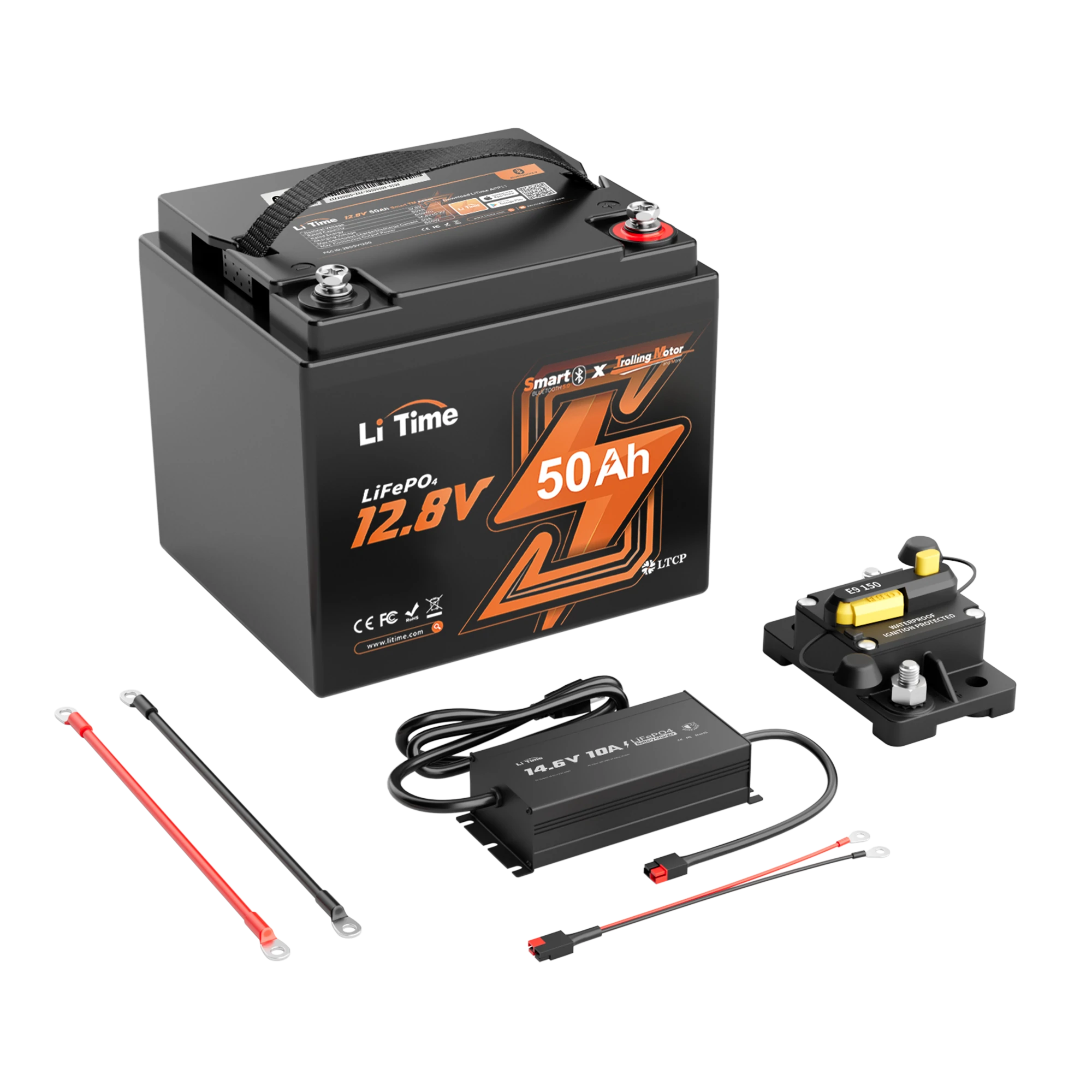 LiTime 12V 50Ah Lithium Bluetooth Battery for Trolling Motor