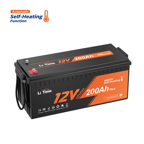 LiTime 12V 200Ah Plus Self-Heating LiFePO4 Battery, Built-In 200A BMS, Max 2560Wh Energy & 2560W load power
