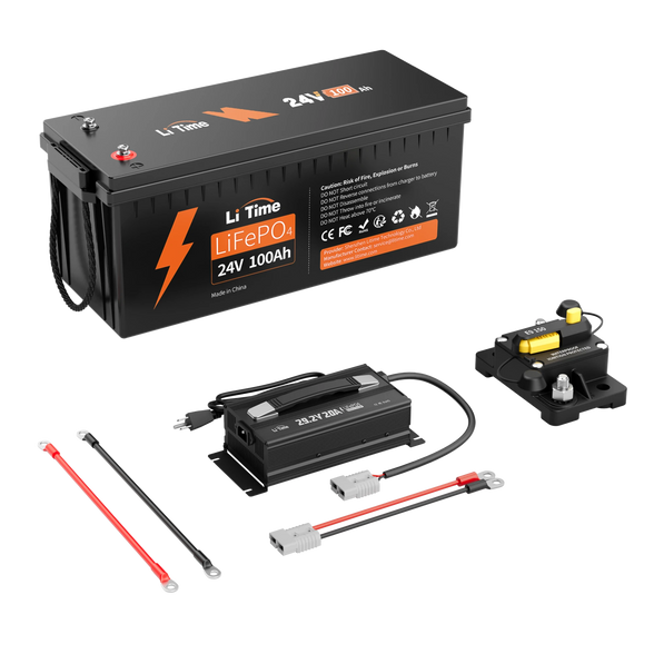 LiTime 24V 100Ah Lithium Battery for Marine Trolling Motor, RV