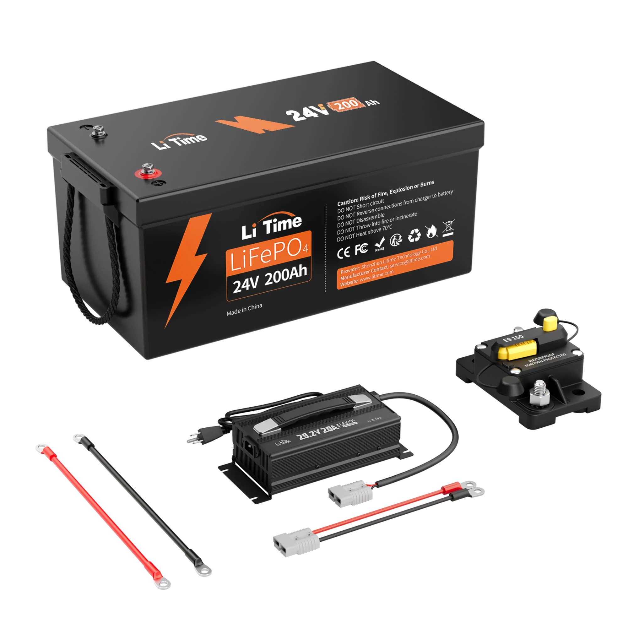 LiTime 24V 200Ah Group 8D LiFePO4 Lithium Battery