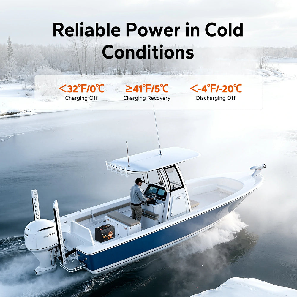 litime 24v 100ah group 31 lithium marine battery is suit for cold conditions