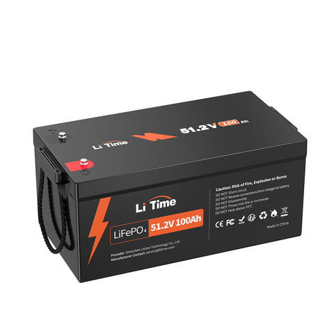 LiTime 51.2V 100Ah LiFePO4 Lithium Battery, Built-in 100A BMS, Max. 5120W Load Power