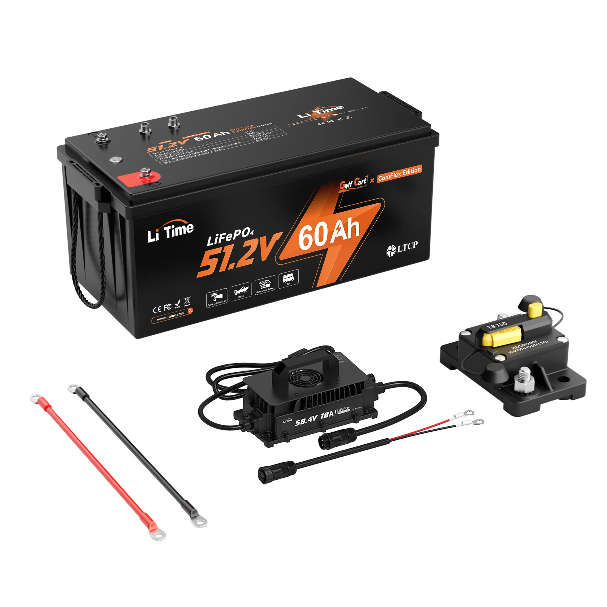 LiTime 48V 60Ah OBM Lithium Marine Battery for Electric Outboard Motors