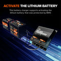 jump start the dead lithium battery with LiTime 2 bank battery charger 