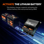 jump start the dead lithium battery with LiTime 2 bank battery charger 