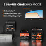 LiTime battery charger with 3-stage charging mode to get efficient charging for marine, RV, home batteries