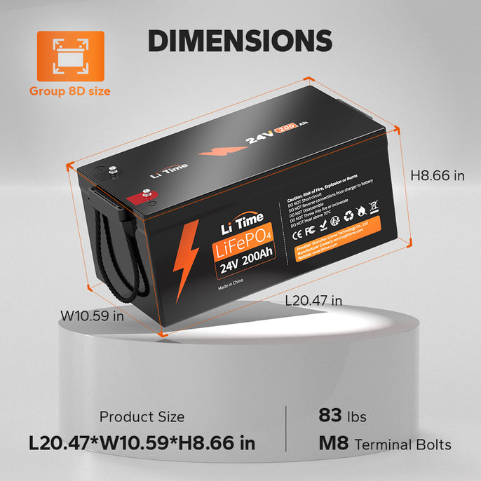 dimension information of litime  24 volt 200ah lithium battery