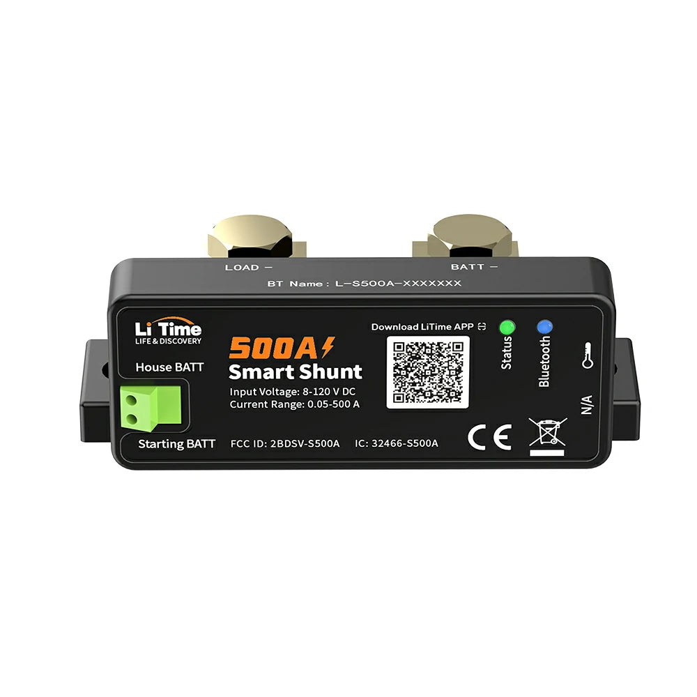 LiTime 500A Battery Shunt | Real-Time Bluetooth Monitoring