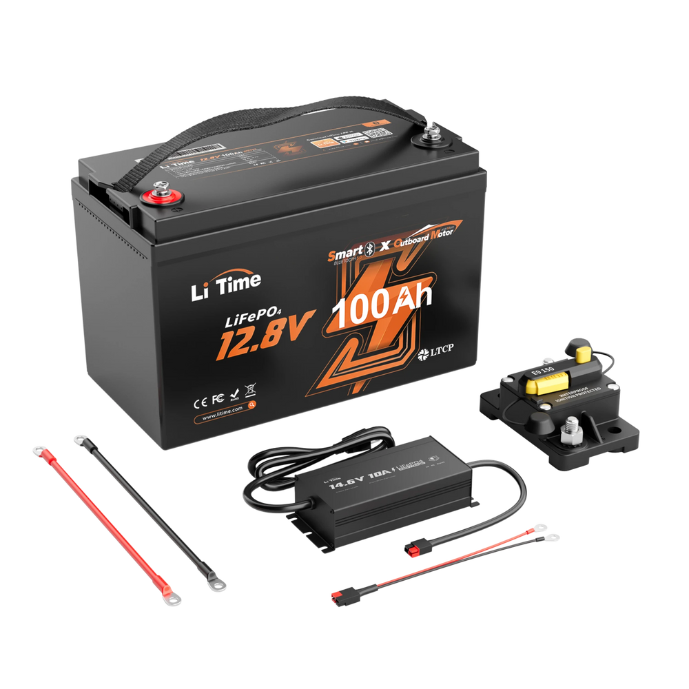 LiTime 12V 100Ah OBM Lithium Marine Battery for Electric Outboard Motors