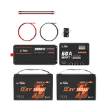 litime rv off-grid kit: tow 12v 165ah lifepo4 batteries power 4224wh energy & 3000w inverter 60a mppt