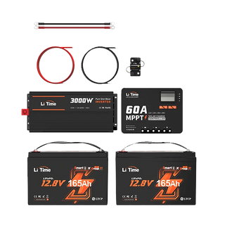 litime rv off-grid kit: tow 12v 165ah lifepo4 batteries power 4224wh energy & 3000w inverter 60a mppt