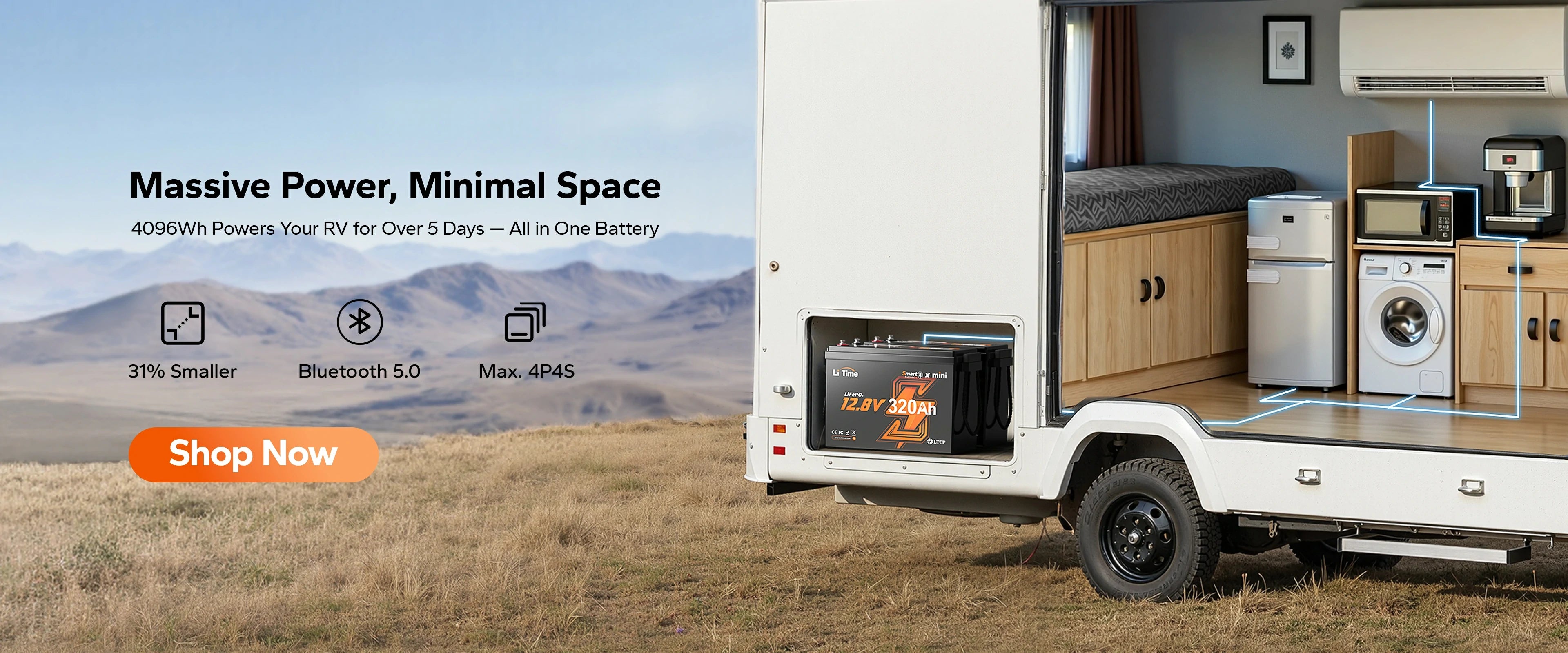 banner of litime arrival-litime 12v 320ah mini bluetooth lithium battery for rv and camping