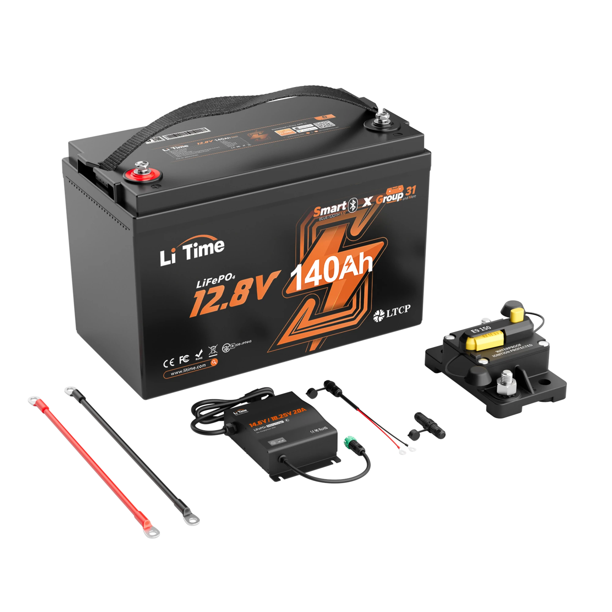 LiTime 12V 140Ah Bluetooth Lithium Deep Cycle Battery for RV and Trolling Motor