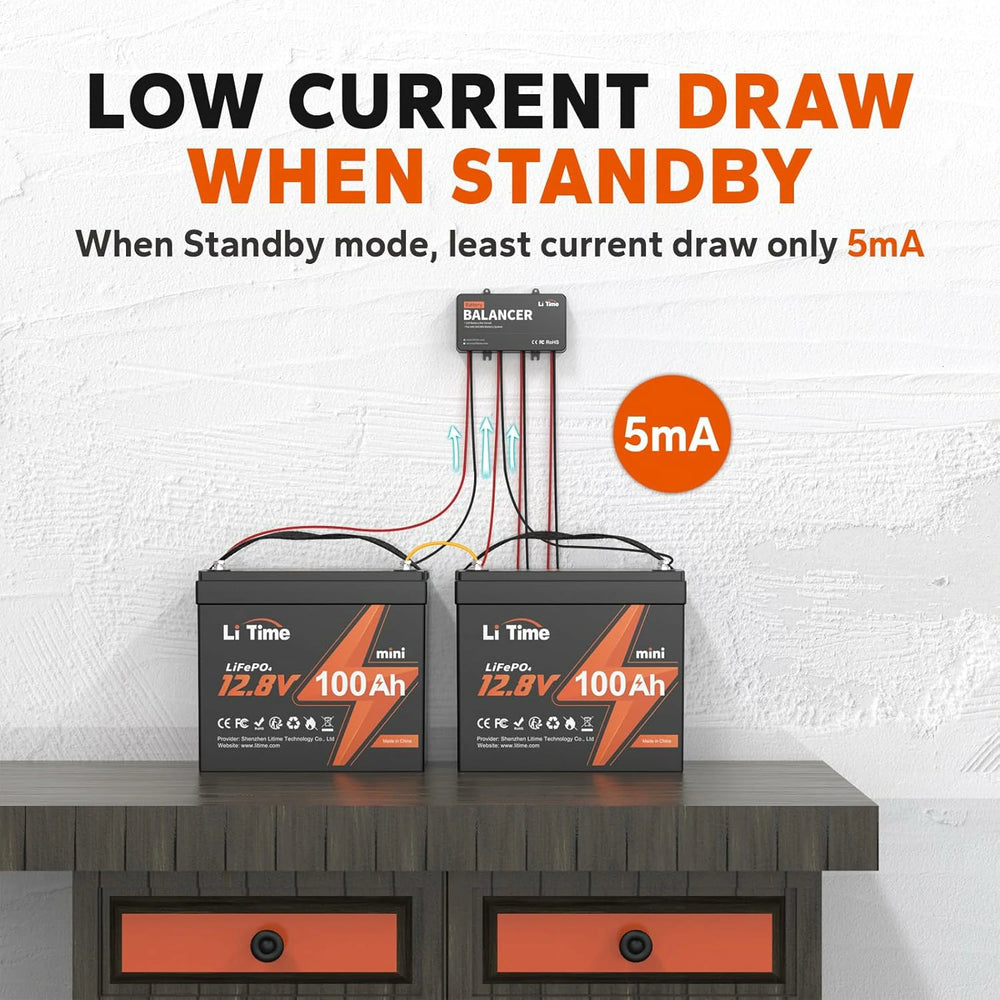 LiTime battery balancer with low standby current draw of 5mA