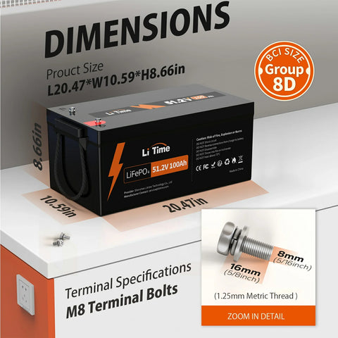 ✅Like New✅LiTime 48V 100Ah LiFePO4 Lithium Battery, Built-in 100A BMS, Max. 5120W Load Power
