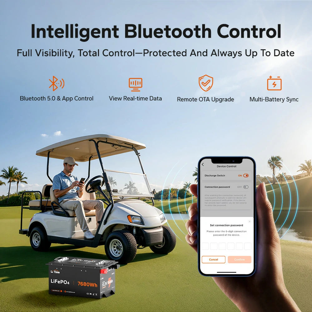 litime 48v 150ah lithium utv battery with smart bluetooth