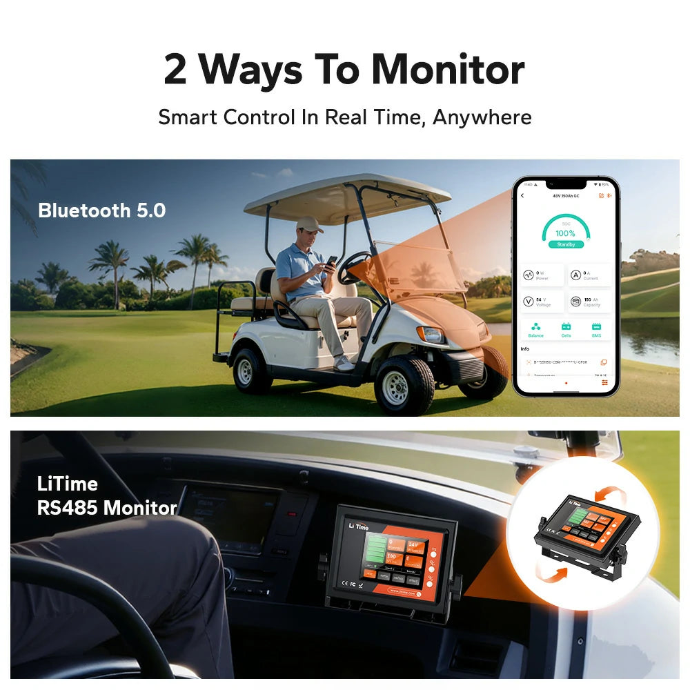 litime 150ah lithium utv battery 48v supports 2ways to monitor