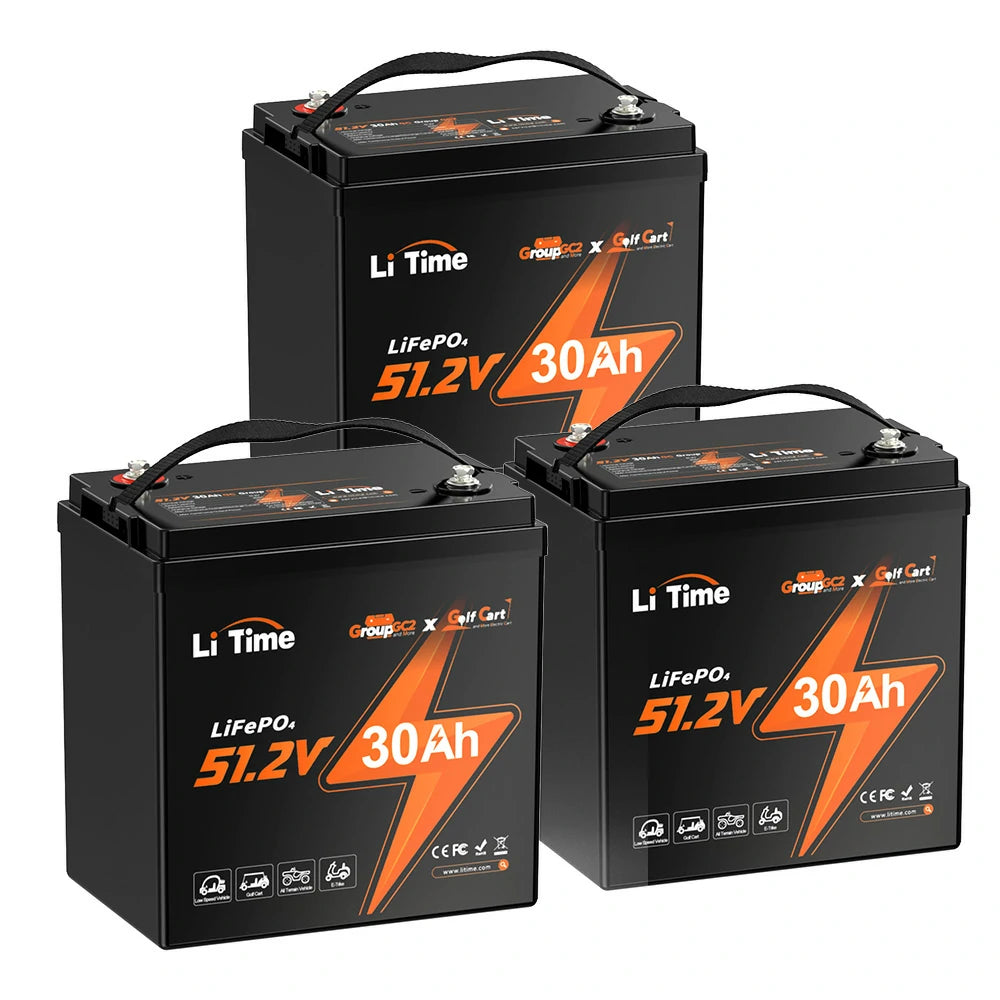 3 packs of LiTime 48V 30Ah GC2 Lithium Golf Carts LiFePO4 Battery