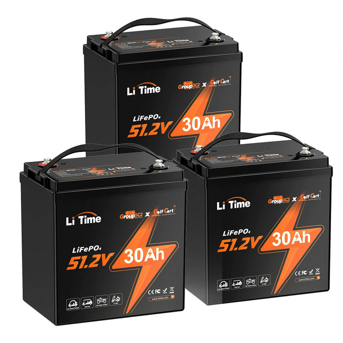 3 packs of LiTime 48V 30Ah GC2 Lithium Golf Carts LiFePO4 Battery
