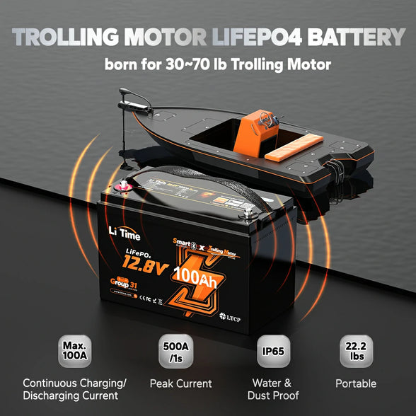 LiTime trolling motor LiFePO4 battery for 30-70lb trolling motor