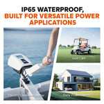 LiTime 48V battery, IP65 waterproof, designed for versatile power applications: electric outboard motors and golf carts