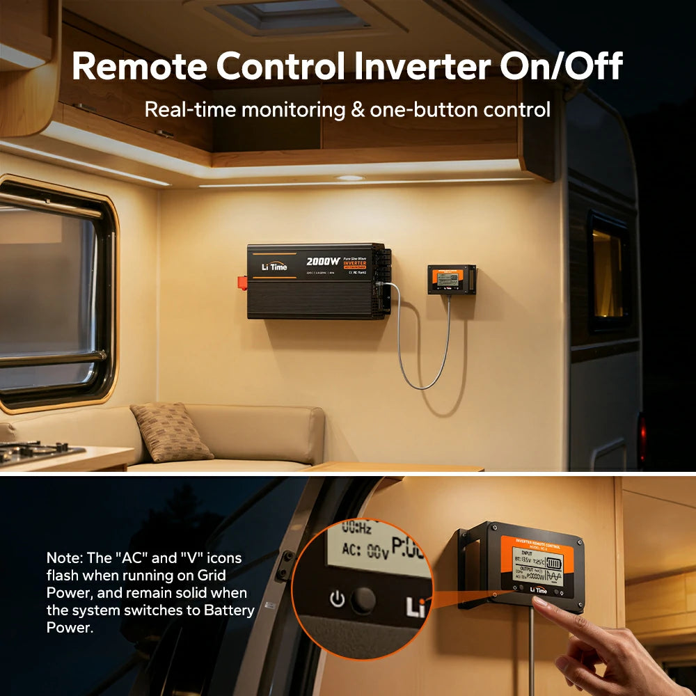 remote control litime 2000 watt pure sine wave power inverter on/off
