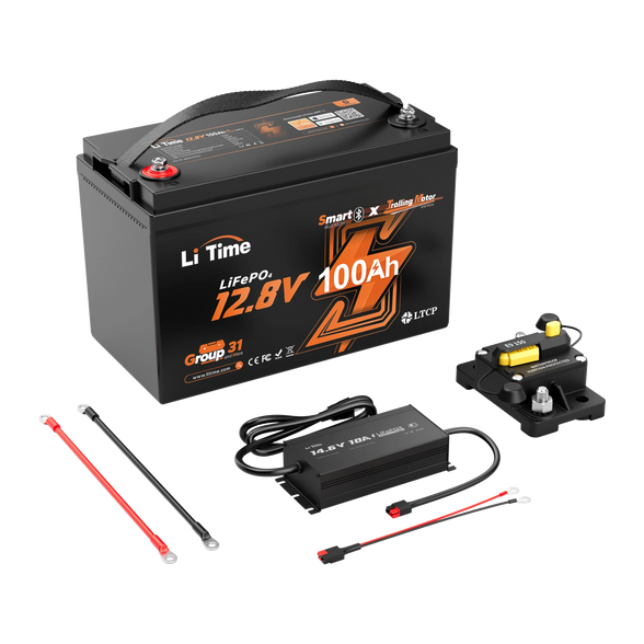 LiTime 12 Volt 100Ah TM Lithium Marine Trolling Motor Battery with Bluetooth