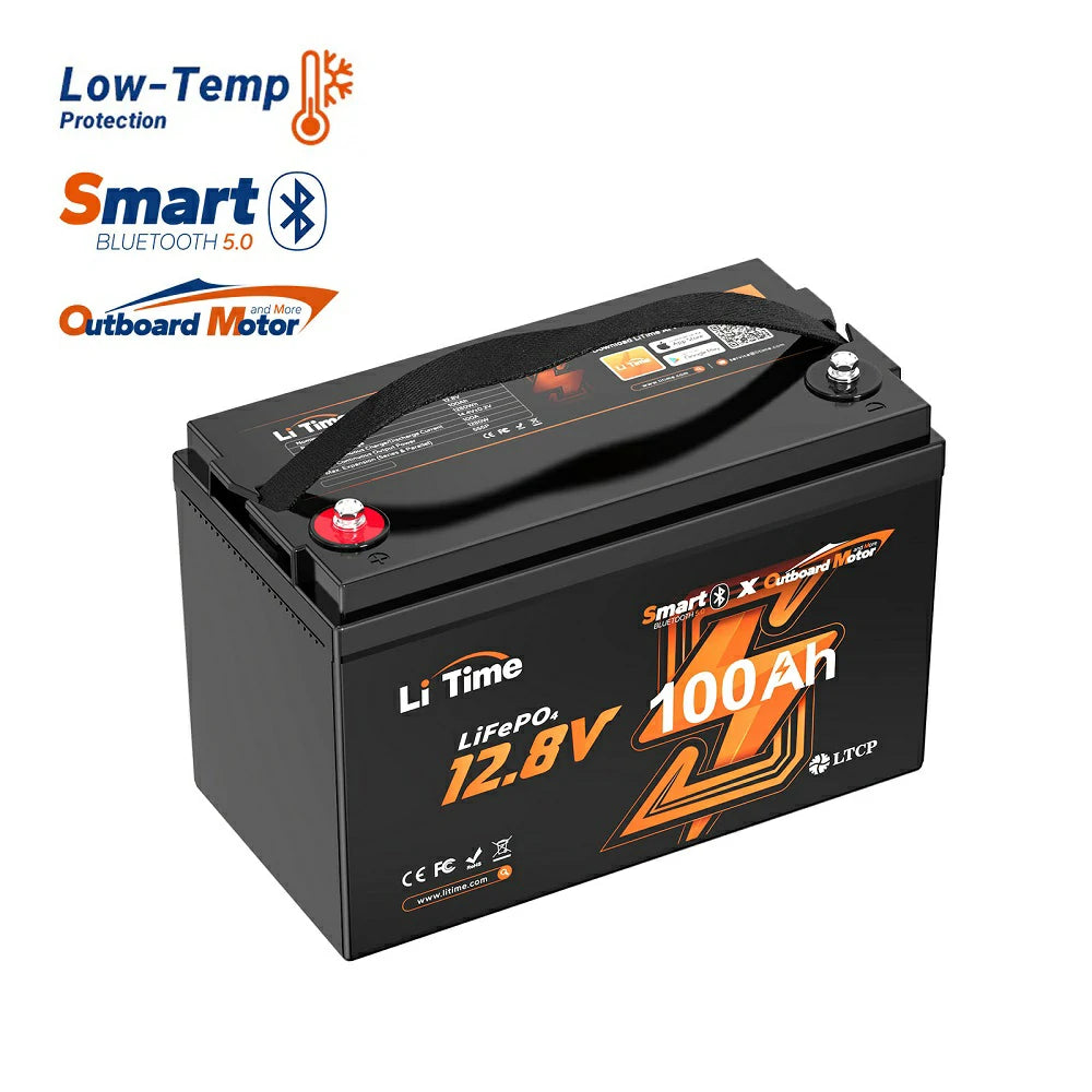 LiTime 12V 100Ah lithium electric outboard motor battery for winter-powered-by-litime
