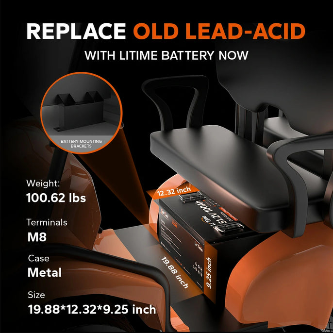dimensions and weight of litime 48 volt 100ah metal case rs485 golf cart batteries