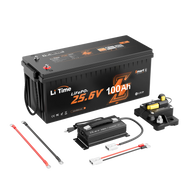 LiTime 24V 100Ah Bluetooth Lithium Battery with Low-Temp Cut-Off Protection, for Trolling Motors, RVs, Marine and Off-Grid