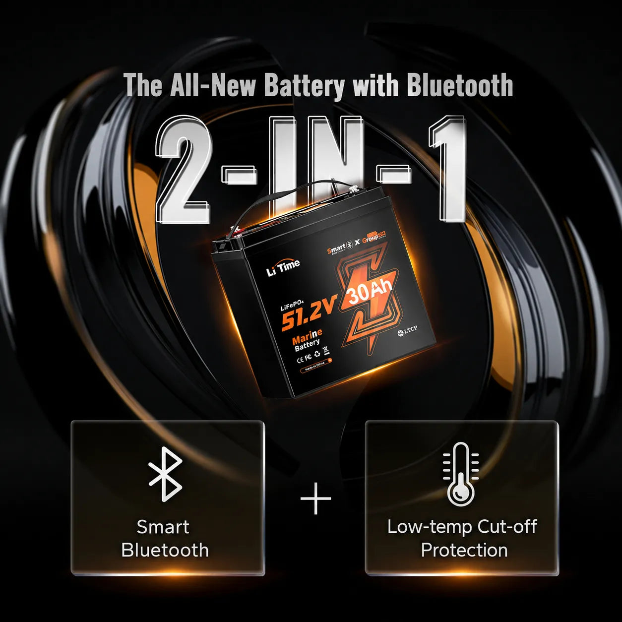 litime 48v 30ah marine battery with bluetooth and low-temp cut-off     protection