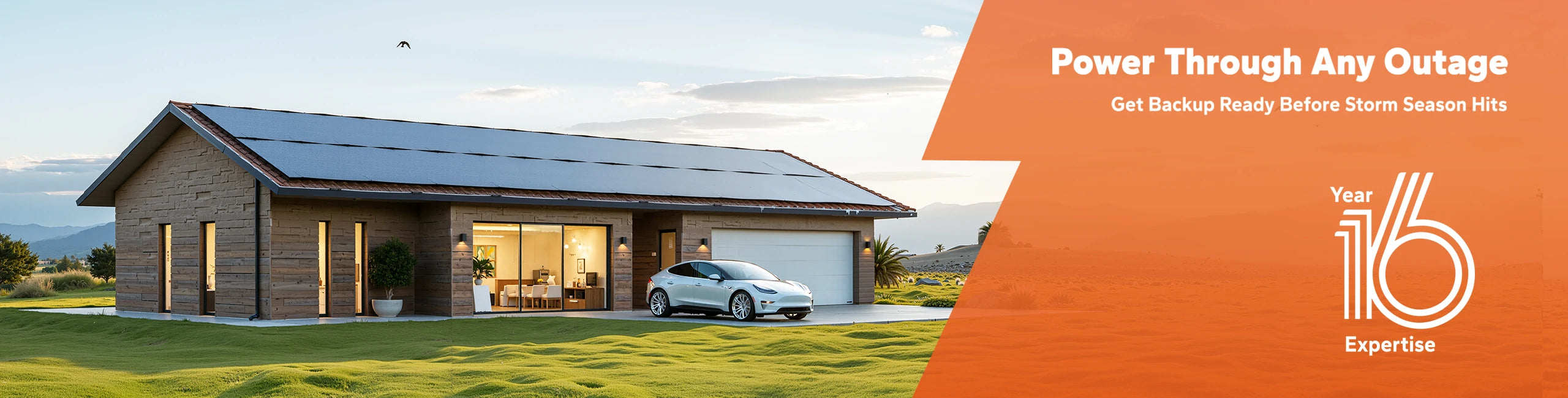 Banner showcasing LiTime home/ off-grid battery collection with an off-grid house at wild