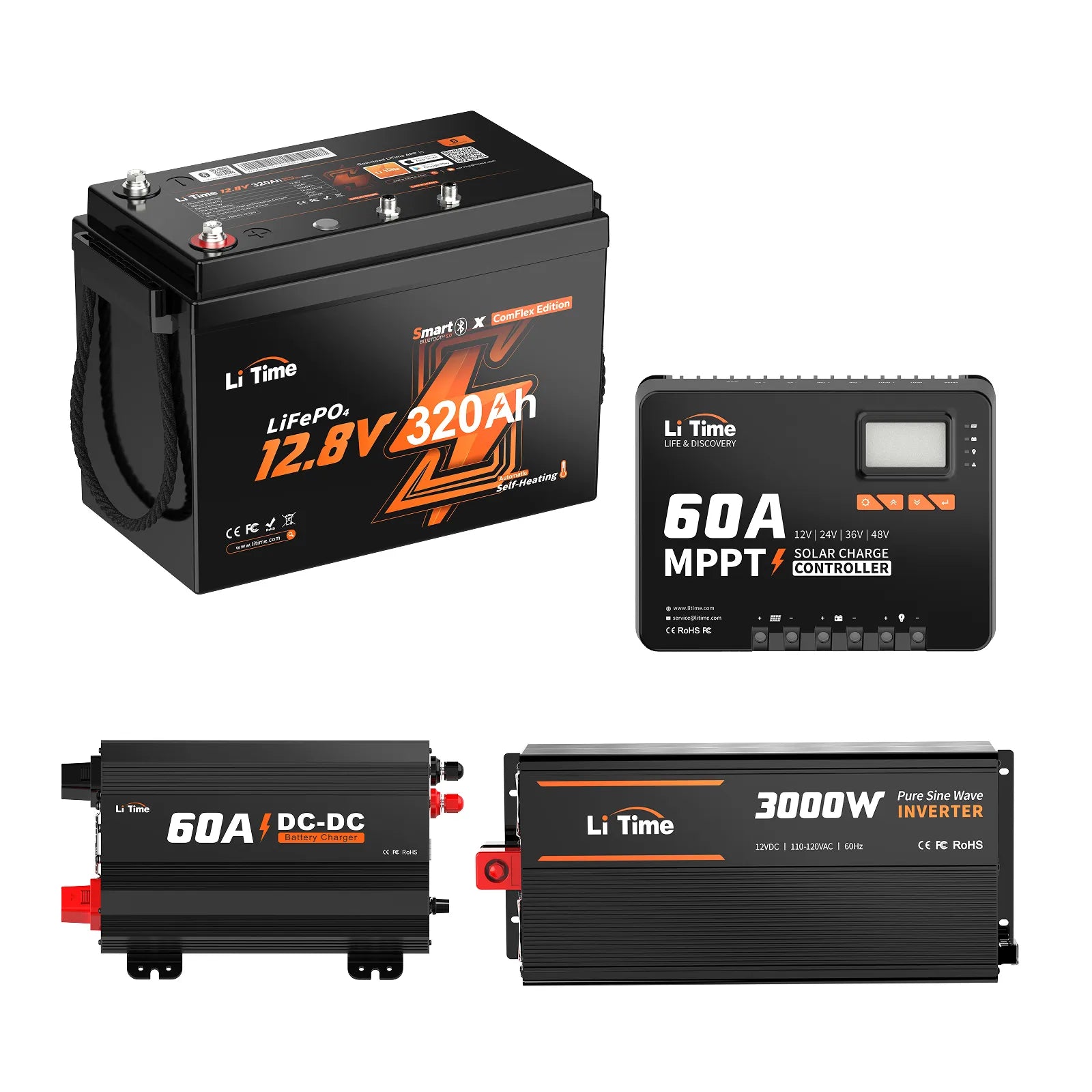 LiTime LiHeat™ 12V 320Ah Victron Communication Bluetooth Self-heating Lithium Battery for RV, Camping, Marine and Truck