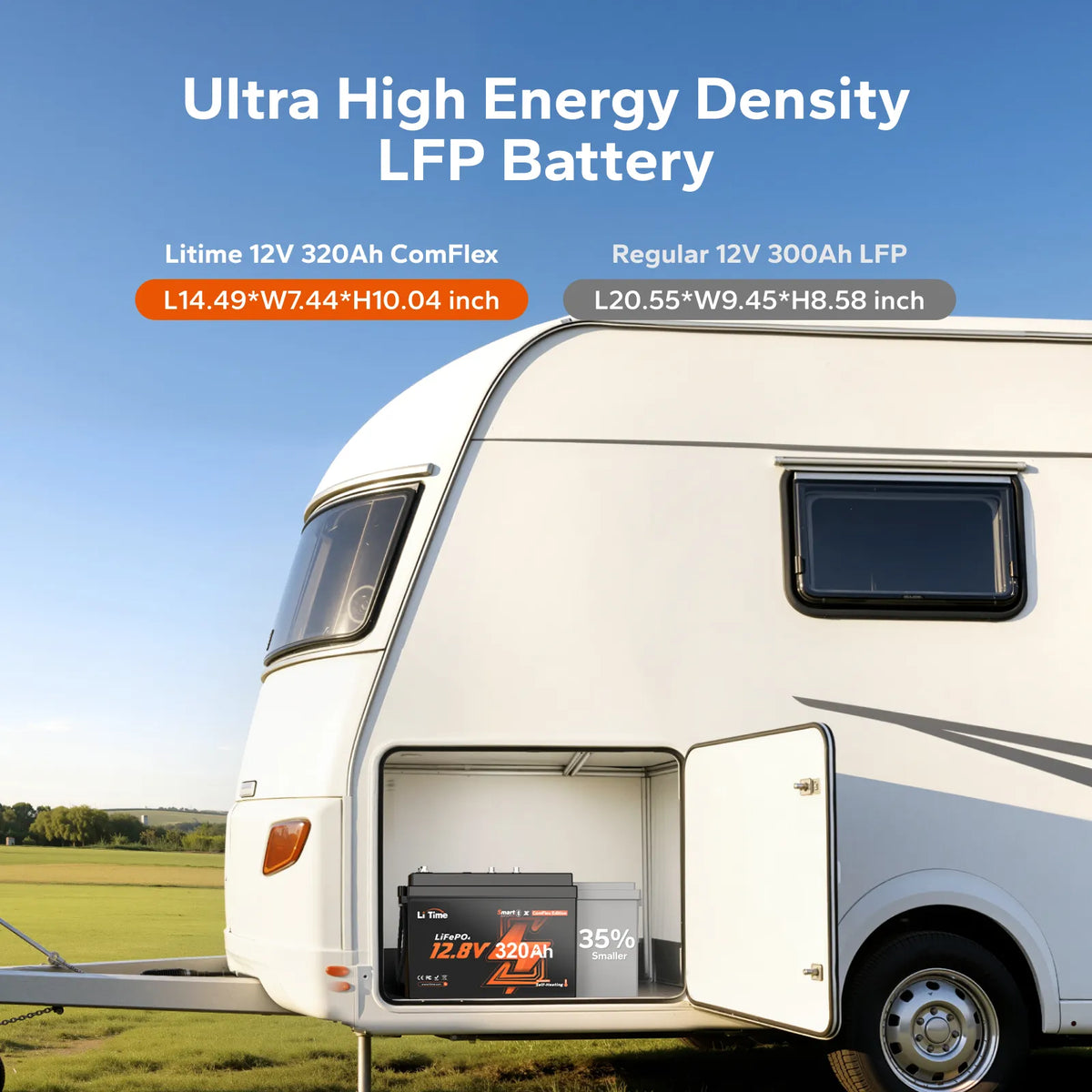LiTime LiHeat™ 12V 320Ah Victron Communication Bluetooth Self-heating Lithium Battery for RV, Camping, Marine and Truck