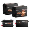  2 packs of litime 12v 320ah truck lithium battery, 60a dc-dc charger, and 2000w inverter