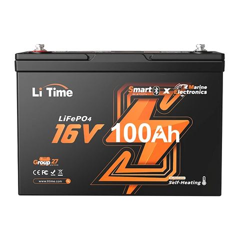 litime 16v 100ah lithium bluetooth group 27 battery for fish finder