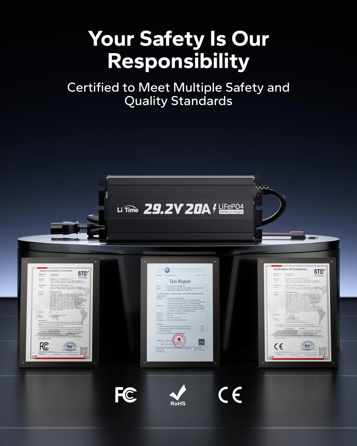 LiTime 24 (29.2) V 20A Mini Mountable Lithium Battery Charger