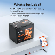 LiTime 24V 60Ah Group 24 LiFePO4 Trolling Motor Battery with Bluetooth