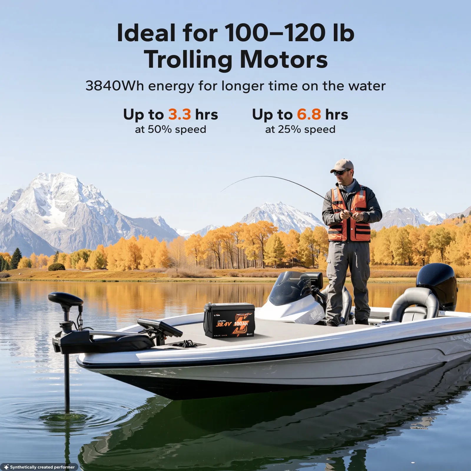 LiTime 36V 100Ah Compact Bluetooth Lithium Battery for Trolling Motors & Electric Outboards