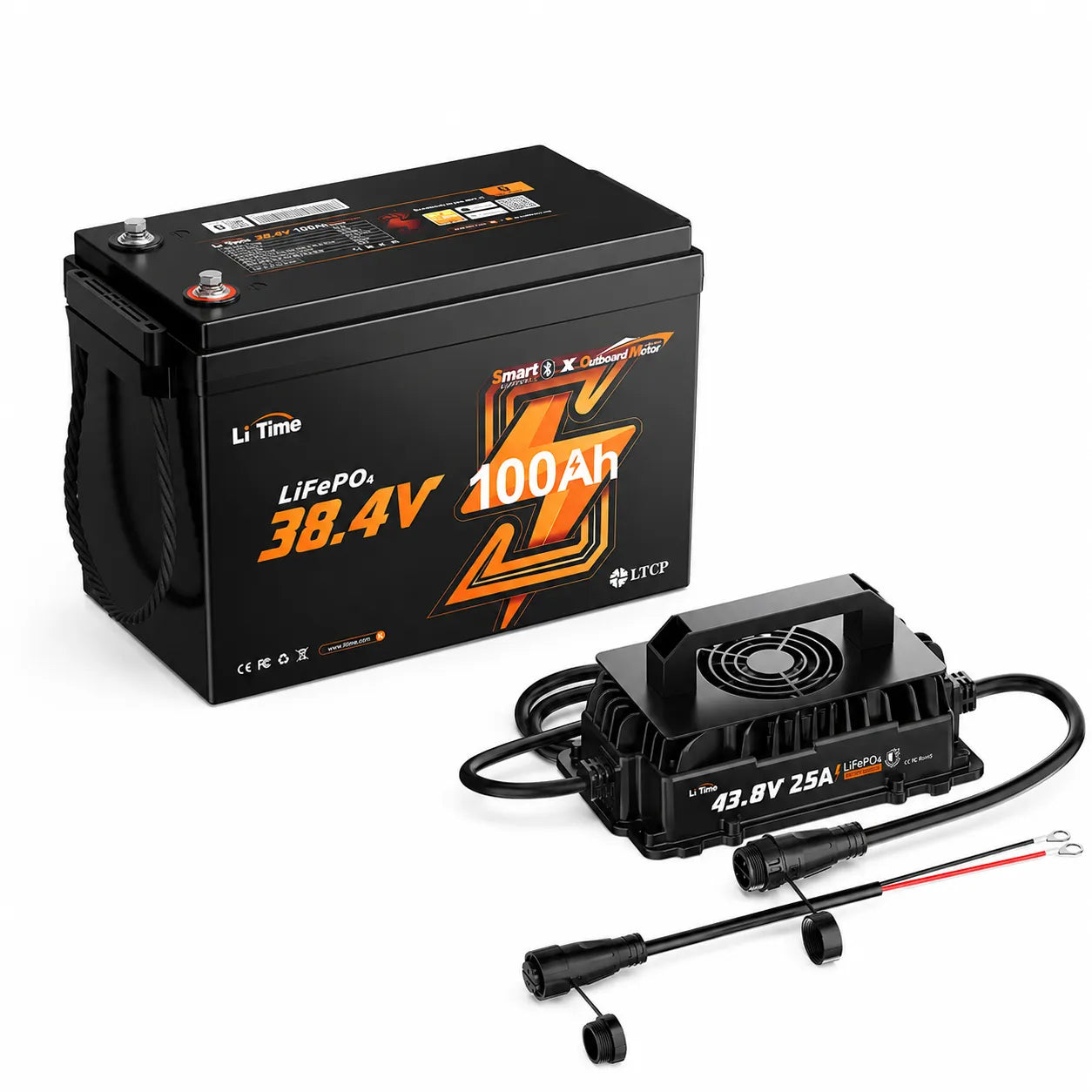 LiTime 36V 100Ah Compact Bluetooth Lithium Battery for Trolling Motors & Electric Outboards