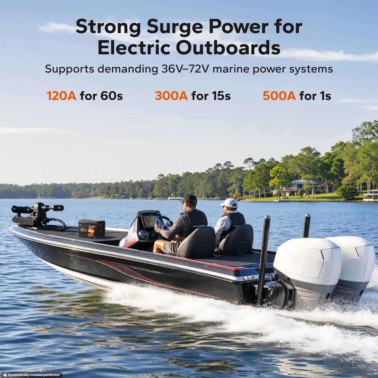 LiTime 36V 100Ah Compact Bluetooth Lithium Battery for Trolling Motors & Electric Outboards
