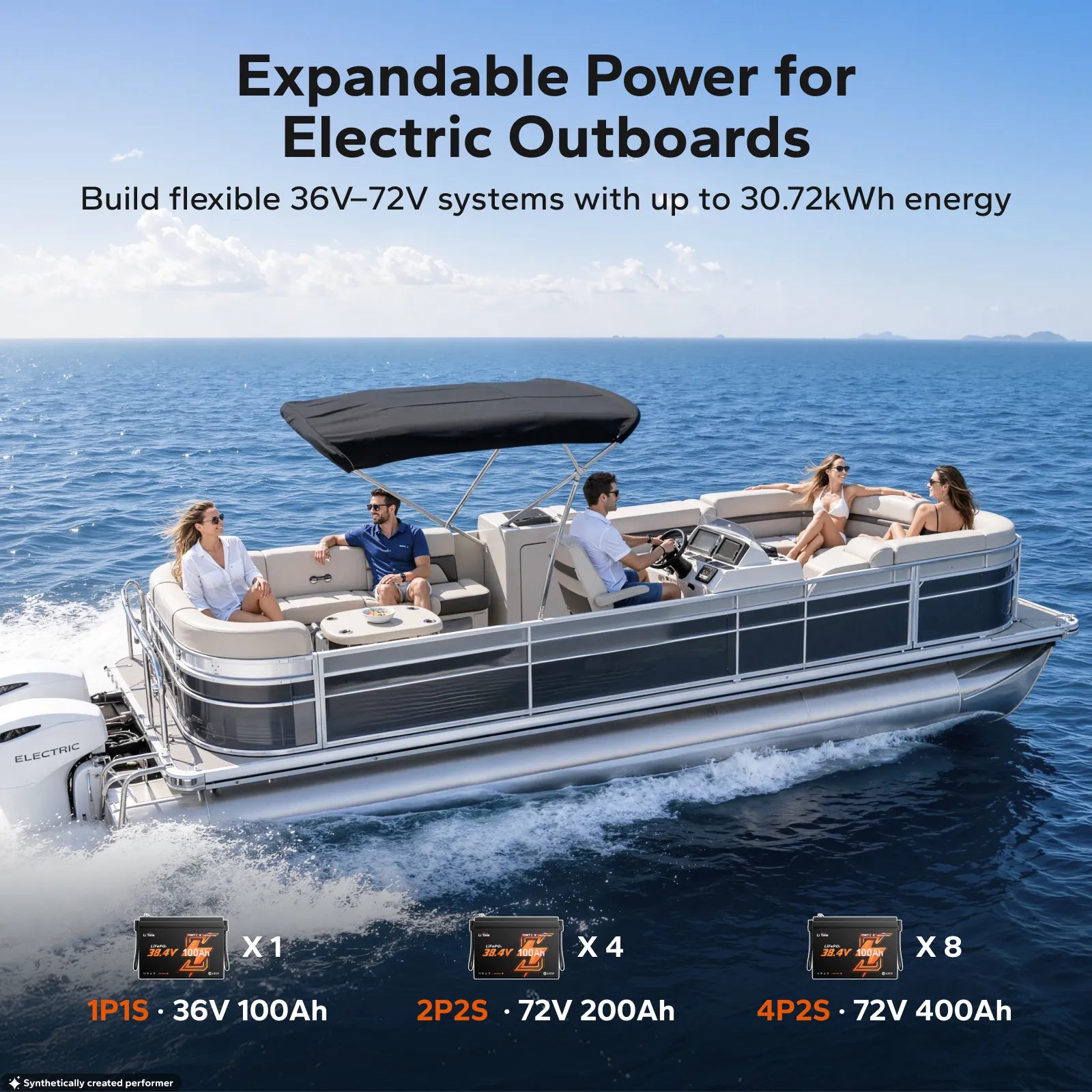 LiTime 36V 100Ah Compact Bluetooth Lithium Battery for Trolling Motors & Electric Outboards