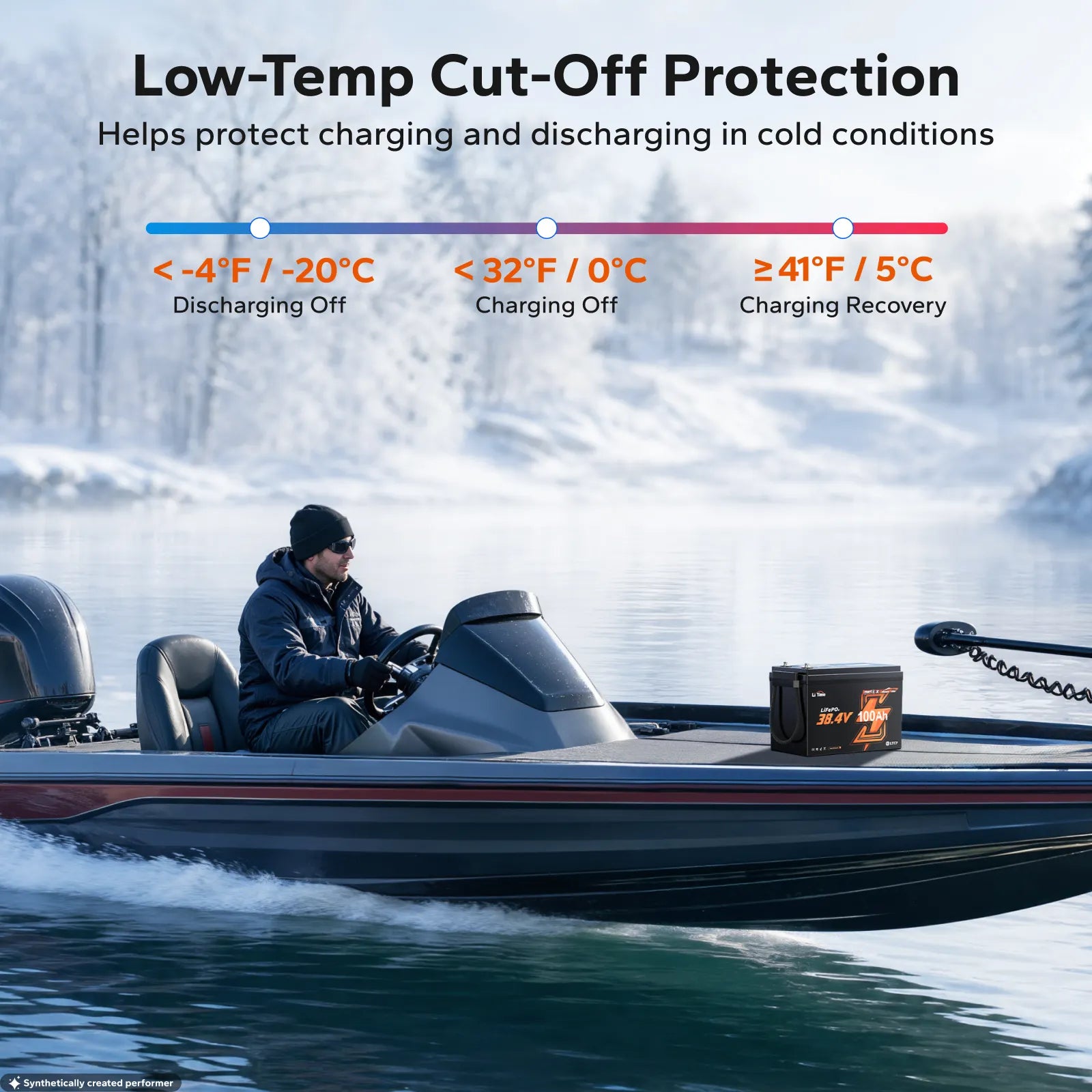 LiTime 36V 100Ah Compact Bluetooth Lithium Battery for Trolling Motors & Electric Outboards