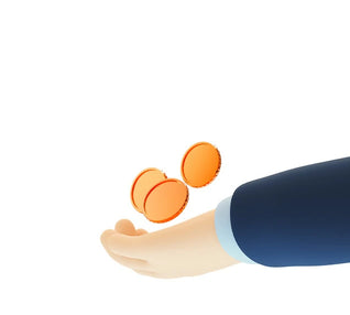 a hand receiving gold coins, representing the LiPoints and customer rewards program